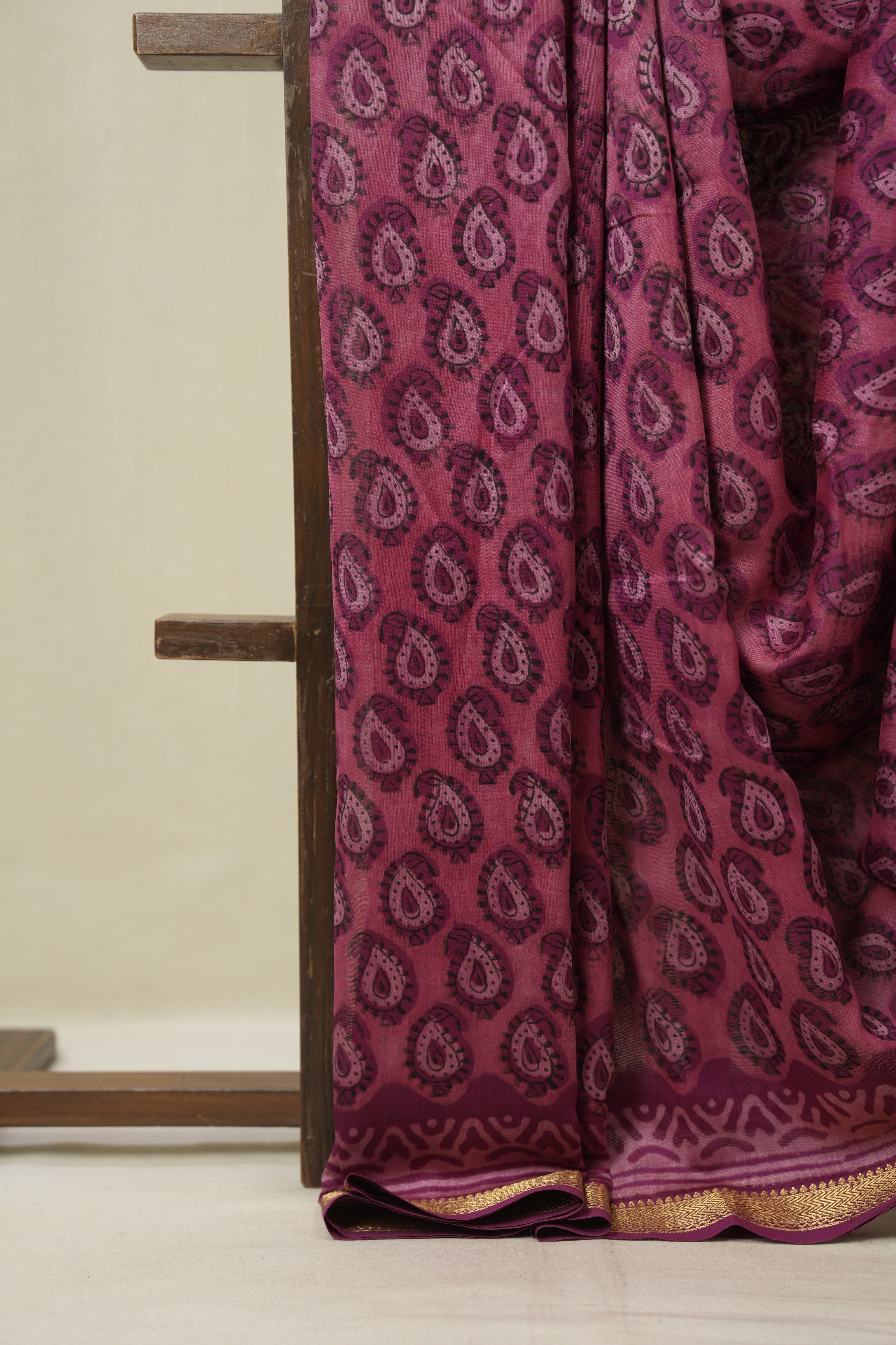 Pink HBP Cotton Silk Saree With Maheshwari Border - SRRCSS1675