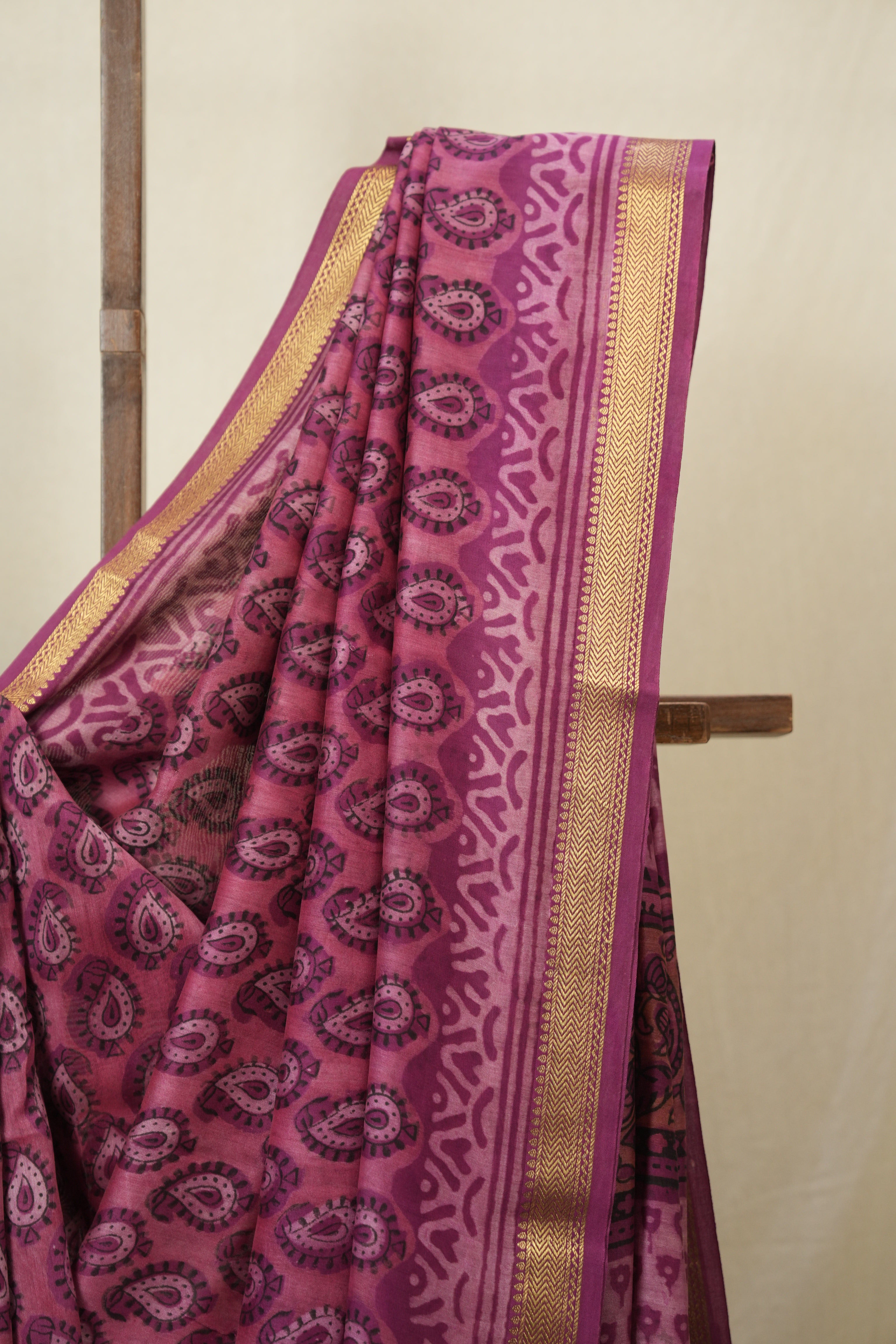 Pink HBP Cotton Silk Saree With Maheshwari Border - SRRCSS1675