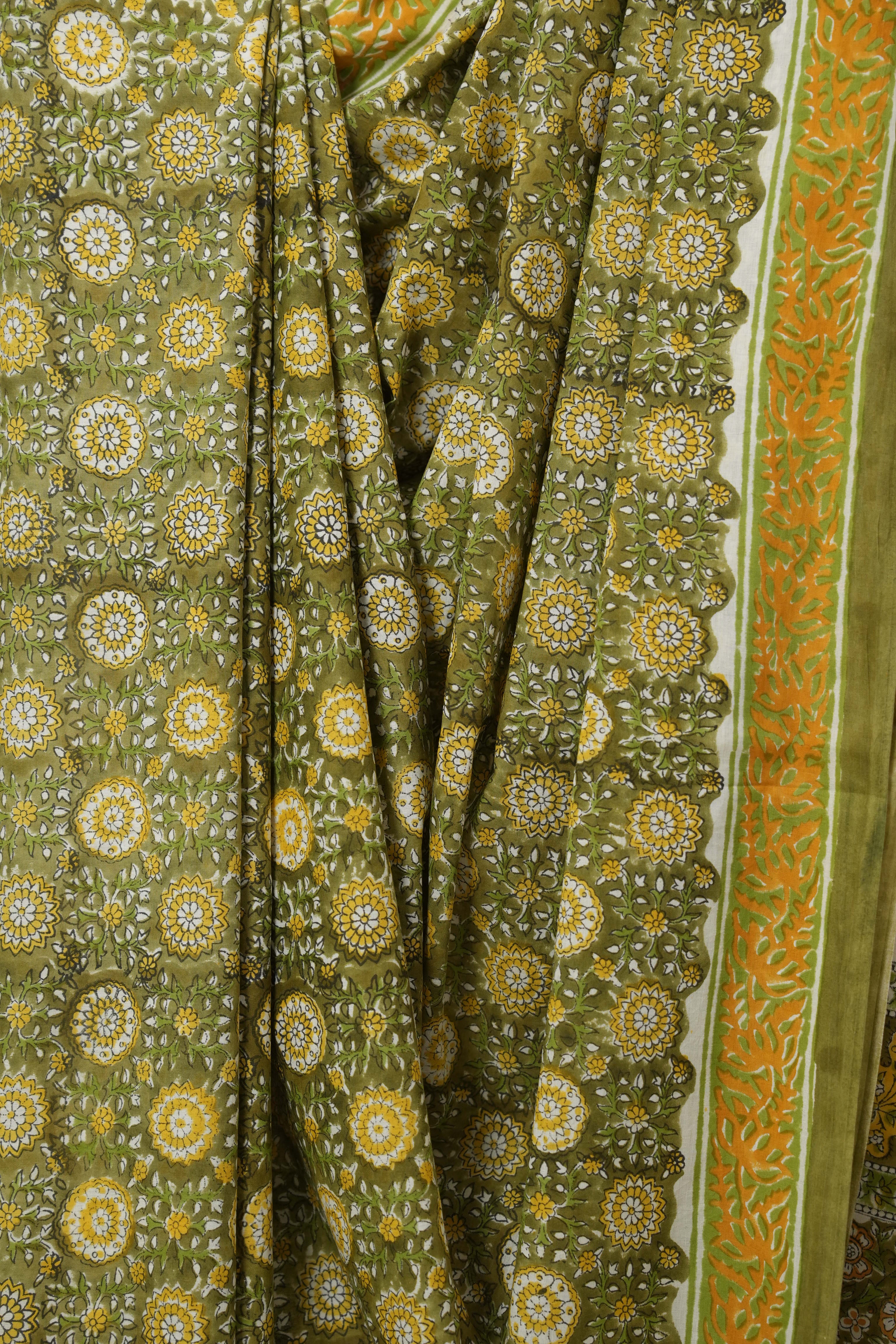 Green HBP Cotton Saree - SRGCS3302