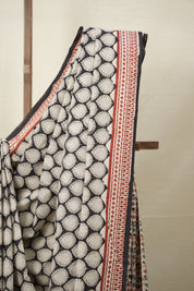 Black Red HBP Cotton Saree - SRBRCS2814