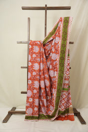Orange HBP Cotton Saree - SROCS3301