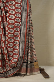 Off White Red HBP Cotton Saree - SROWRCS2813