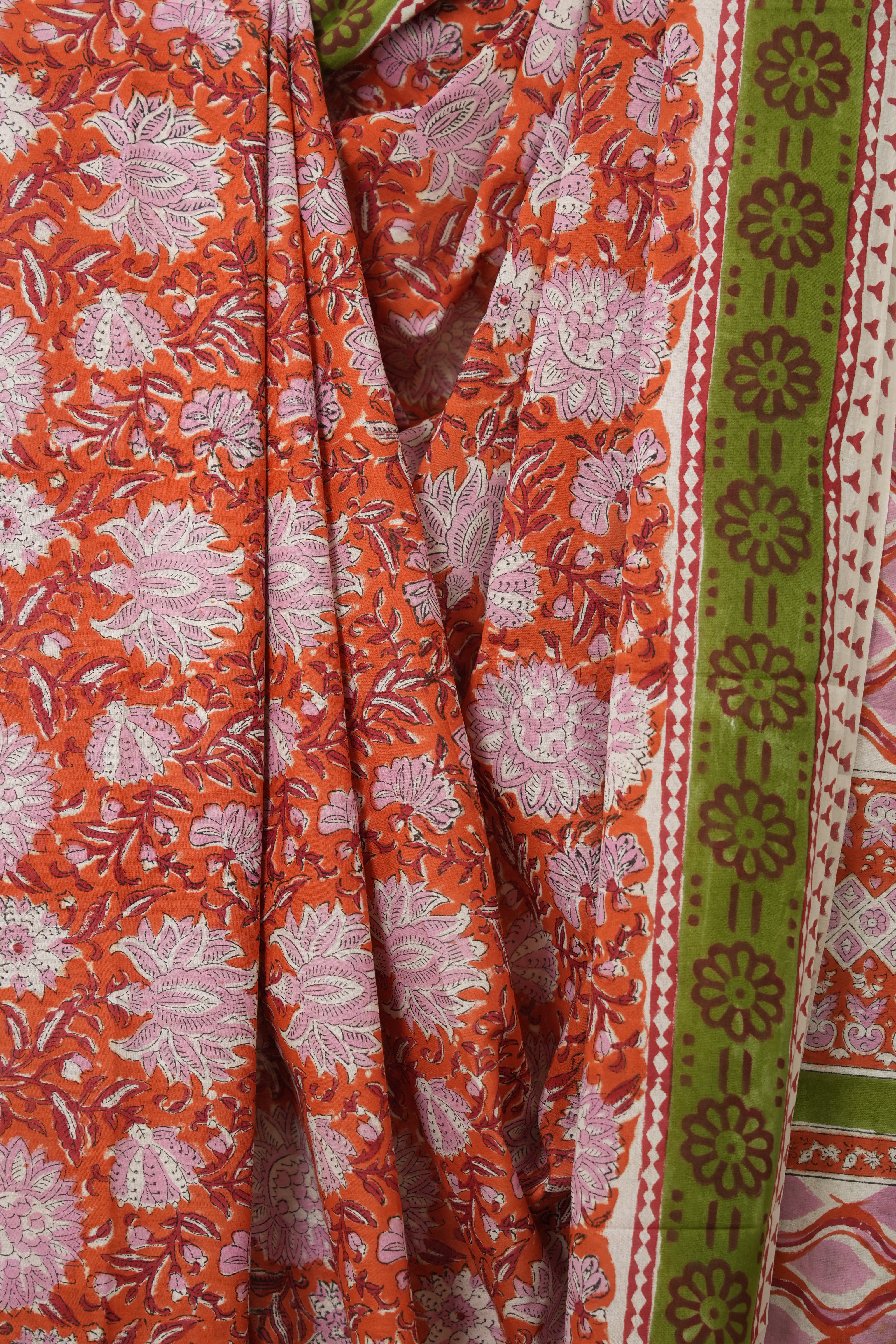 Orange HBP Cotton Saree - SROCS3301