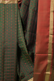 Dark Green Kanjeevaram Silk Saree-SRDGKSS789