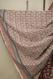 Off White Red HBP Cotton Saree - SROWRCS2813