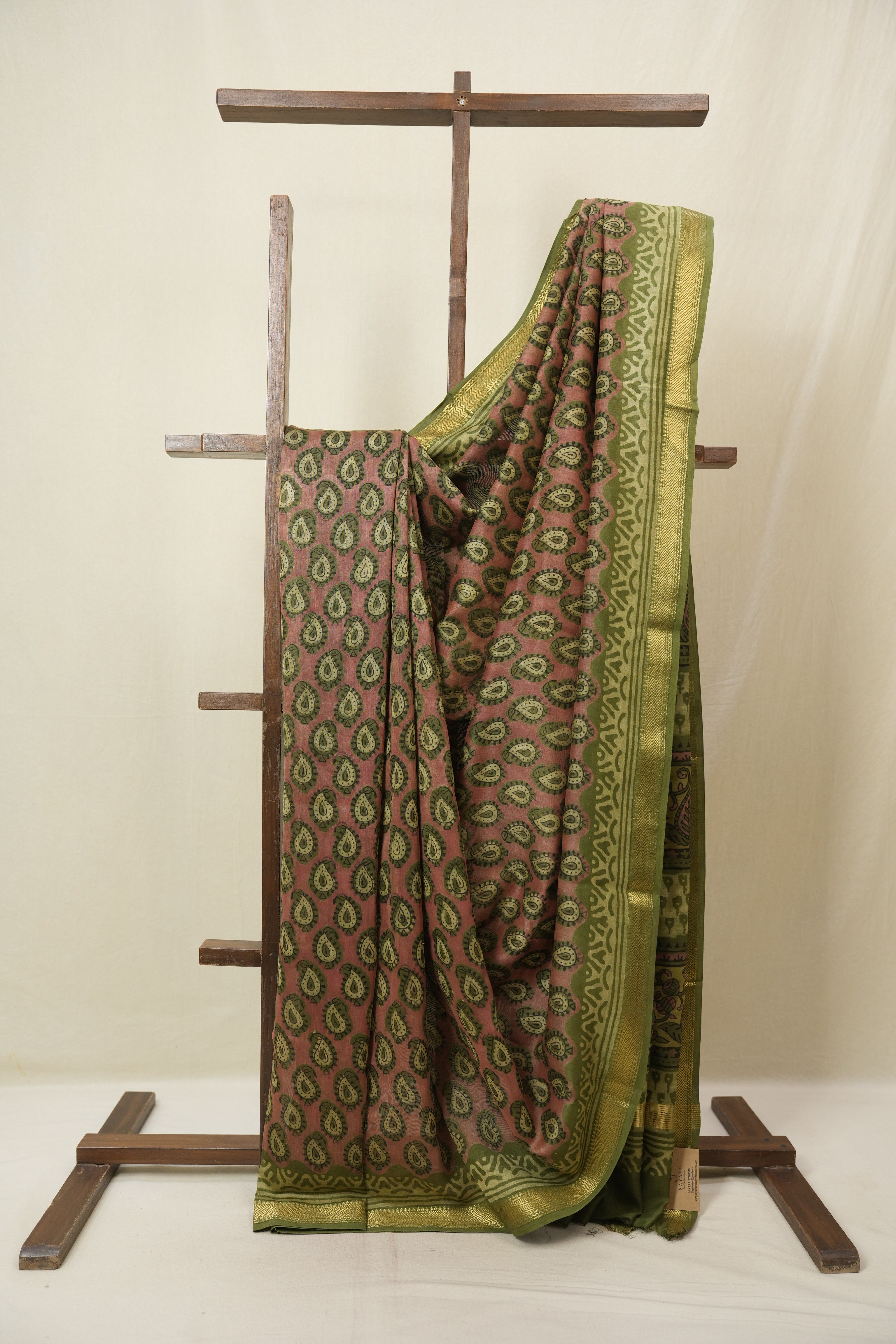 Peach  HBP Cotton Silk Saree With Maheshwari Border - SRPCSS1677