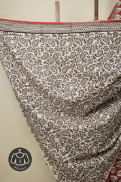 Off White Red HBP Cotton Saree - SROWRCS2813