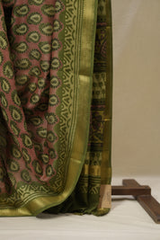 Peach  HBP Cotton Silk Saree With Maheshwari Border - SRPCSS1677