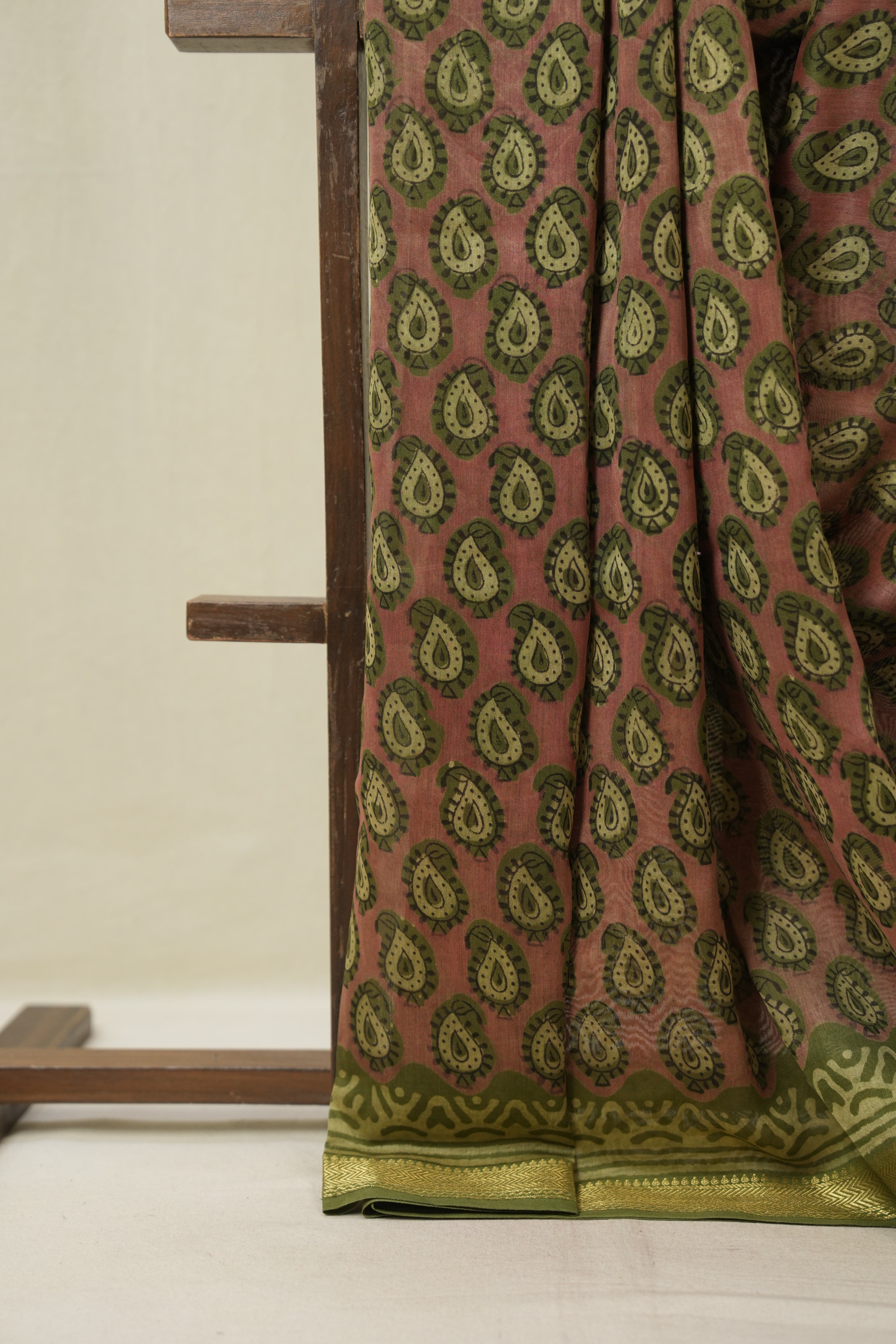 Peach  HBP Cotton Silk Saree With Maheshwari Border - SRPCSS1677