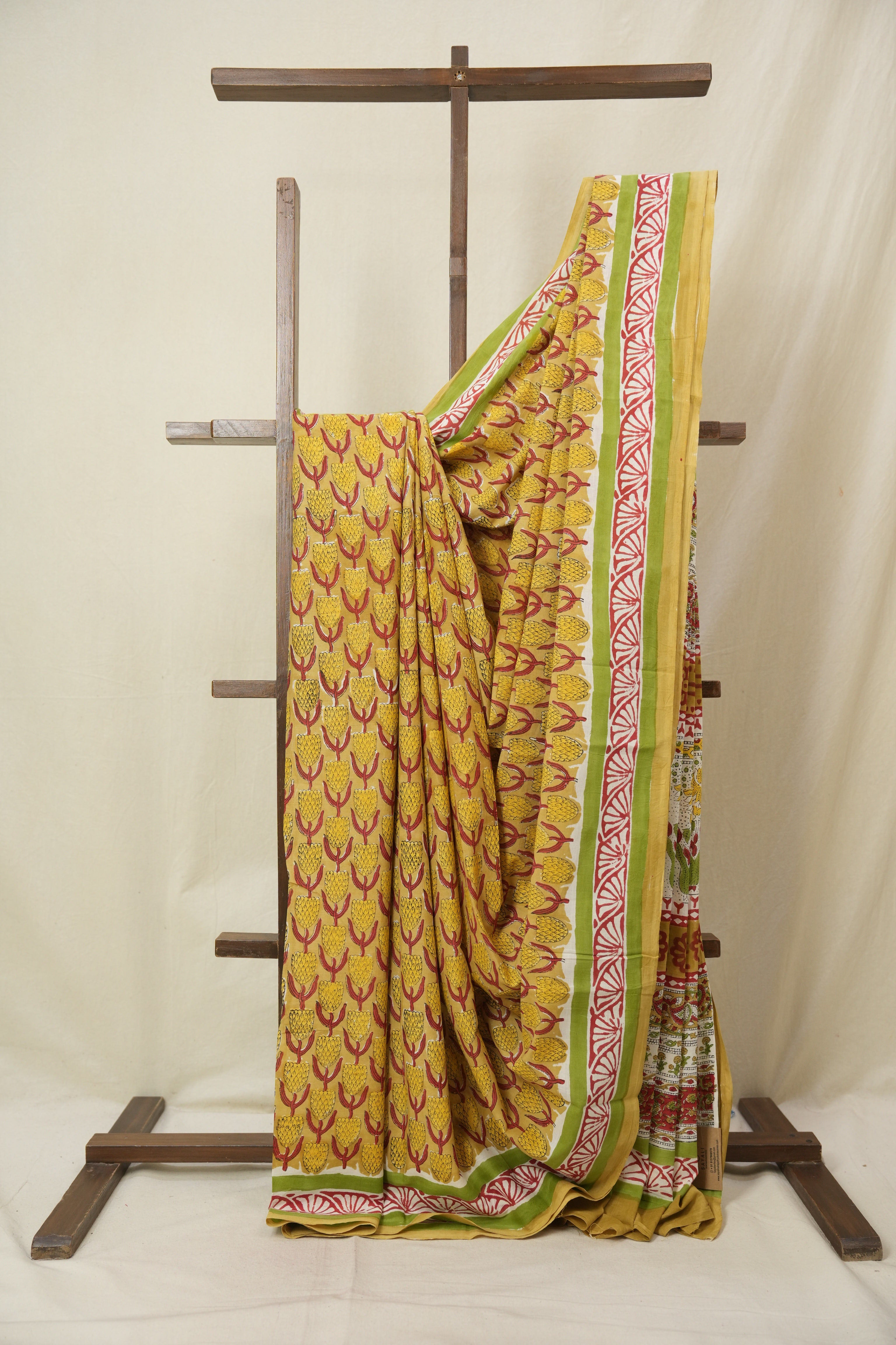 Mustard HBP Cotton Saree - SRMCS3317