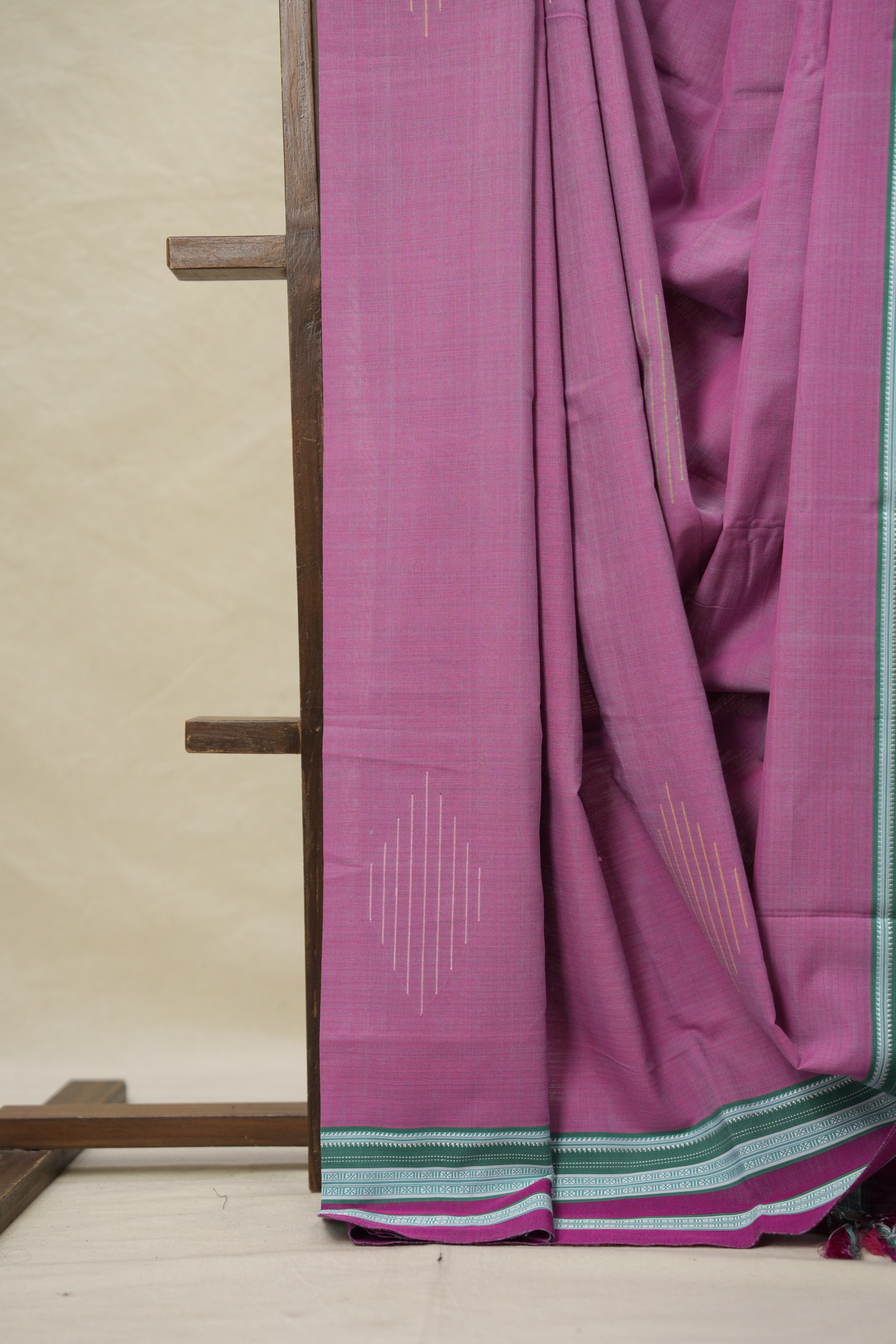 Light Pink Cotton Ilkal Saree with Gayatri Border - SRLPCIS747