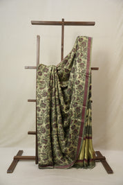Cream Green HBP Modal Silk Saree - SRCGMSS539