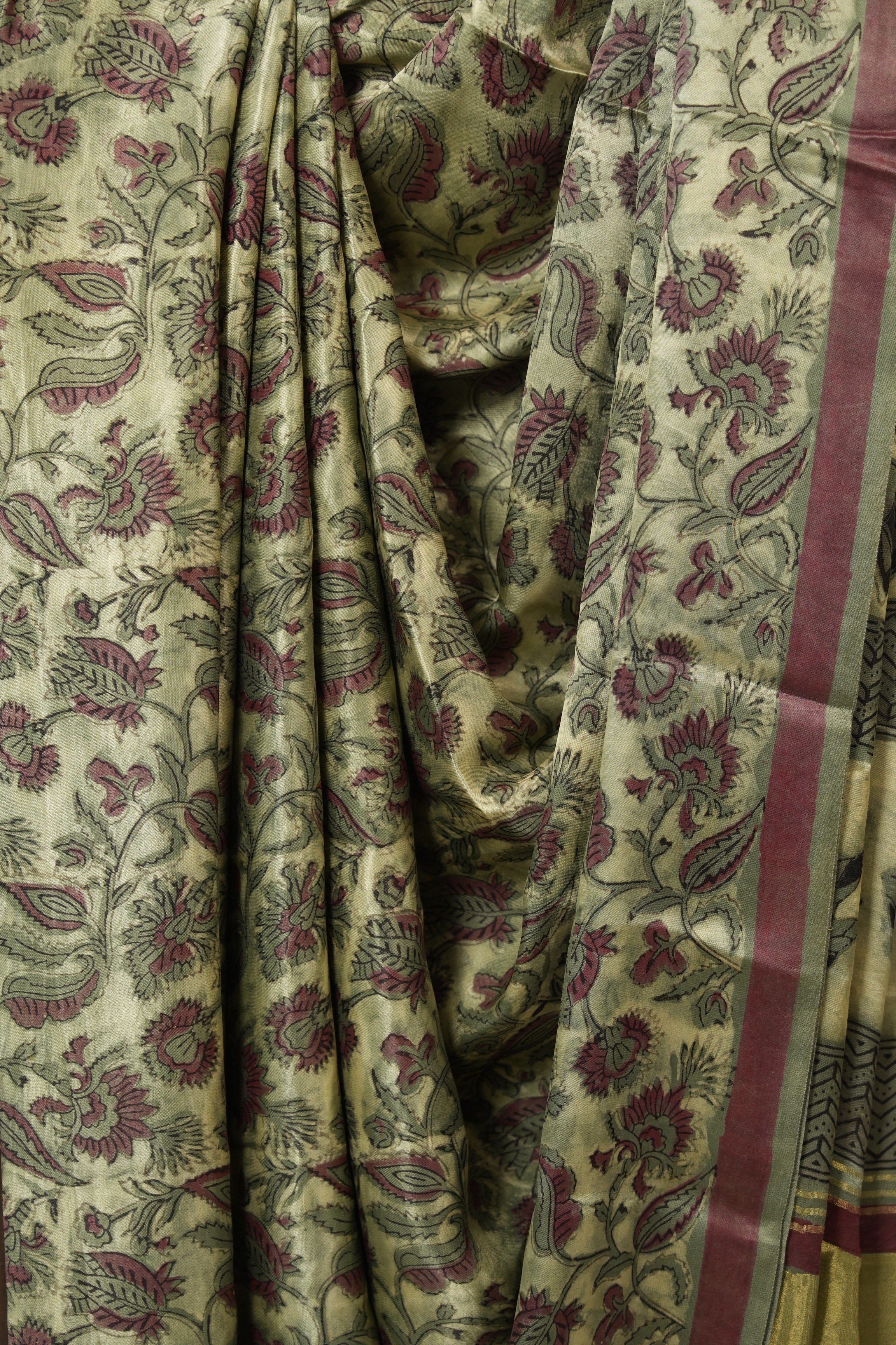 Cream Green HBP Modal Silk Saree - SRCGMSS539