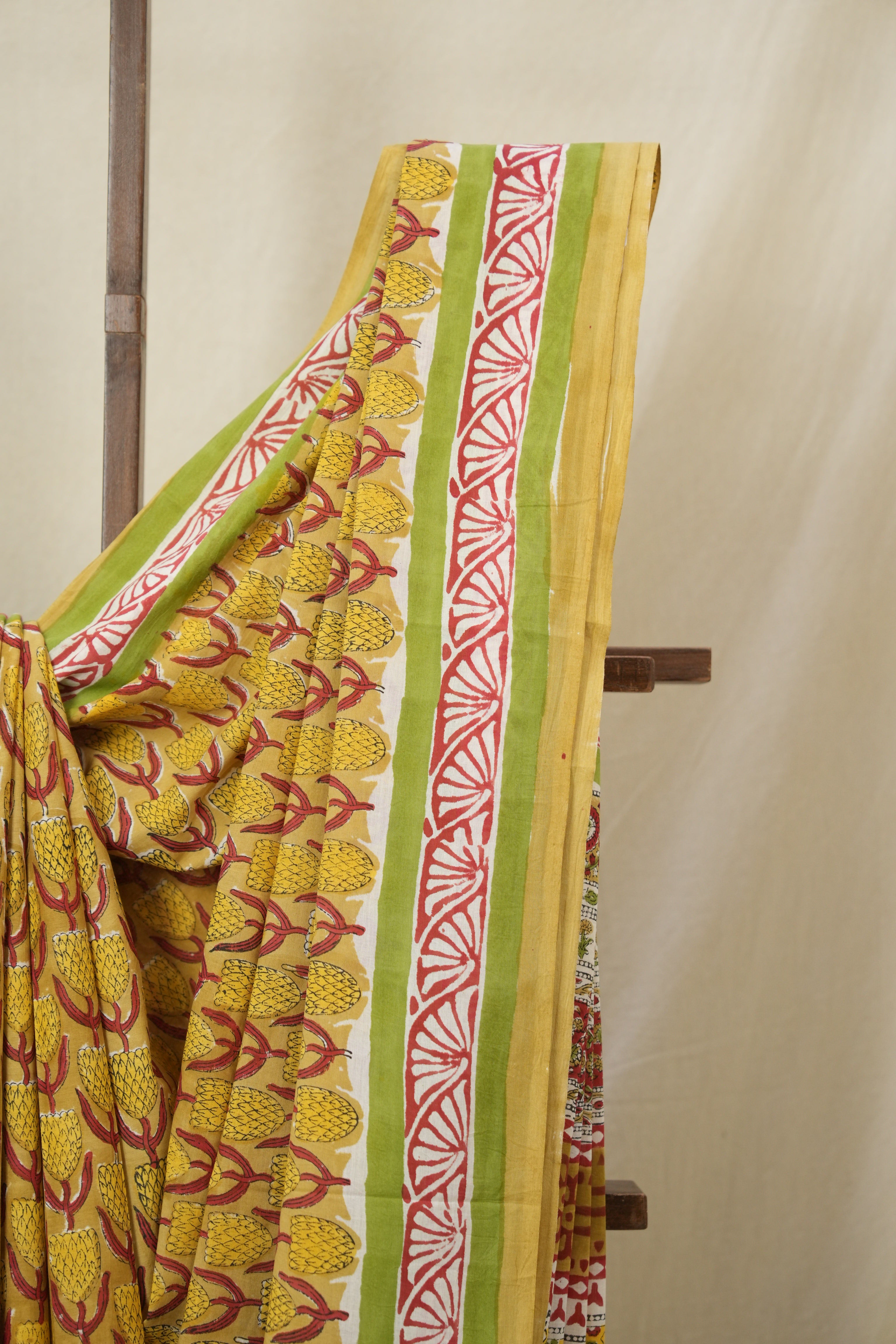 Mustard HBP Cotton Saree - SRMCS3317