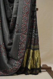 Metallic Grey HBP Modal Silk Saree - SRMGMSS102-PI