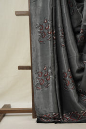 Metallic Grey HBP Modal Silk Saree - SRMGMSS102-PI