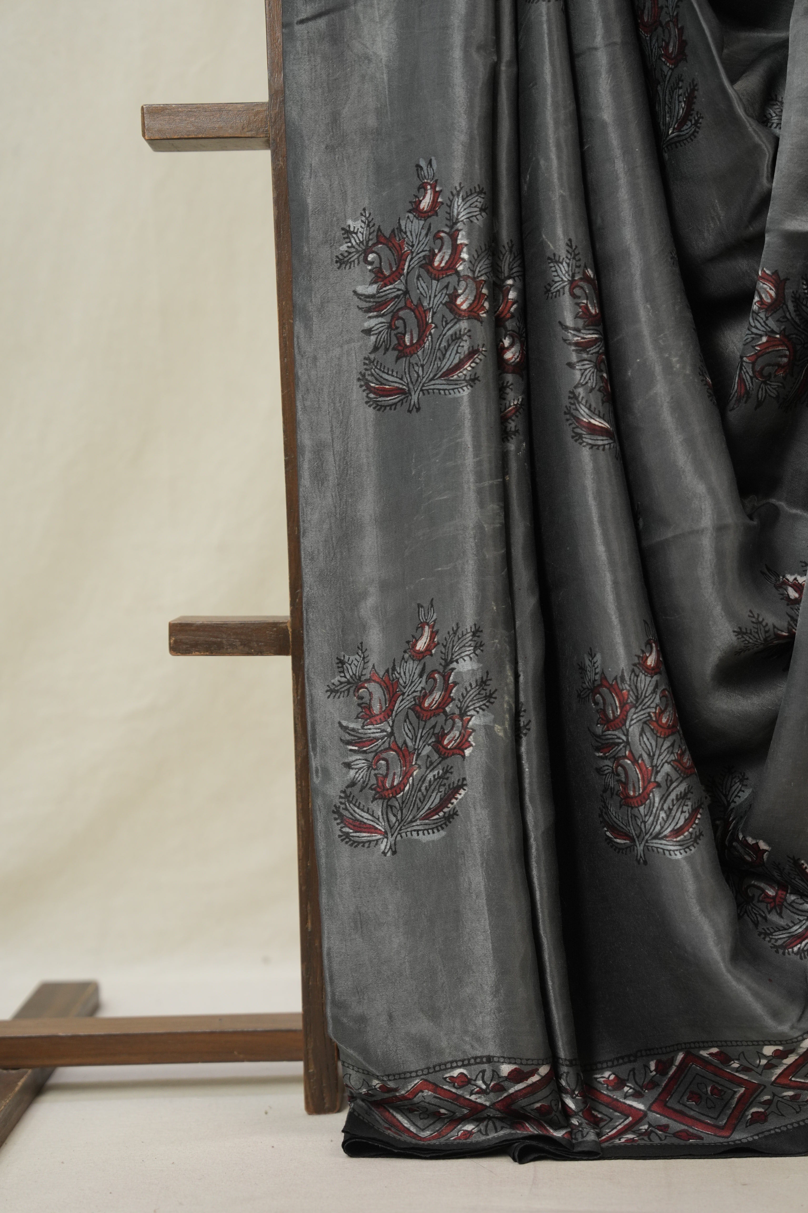 Metallic Grey HBP Modal Silk Saree - SRMGMSS102-PI
