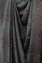 Metallic Grey HBP Modal Silk Saree - SRMGMSS102-PI