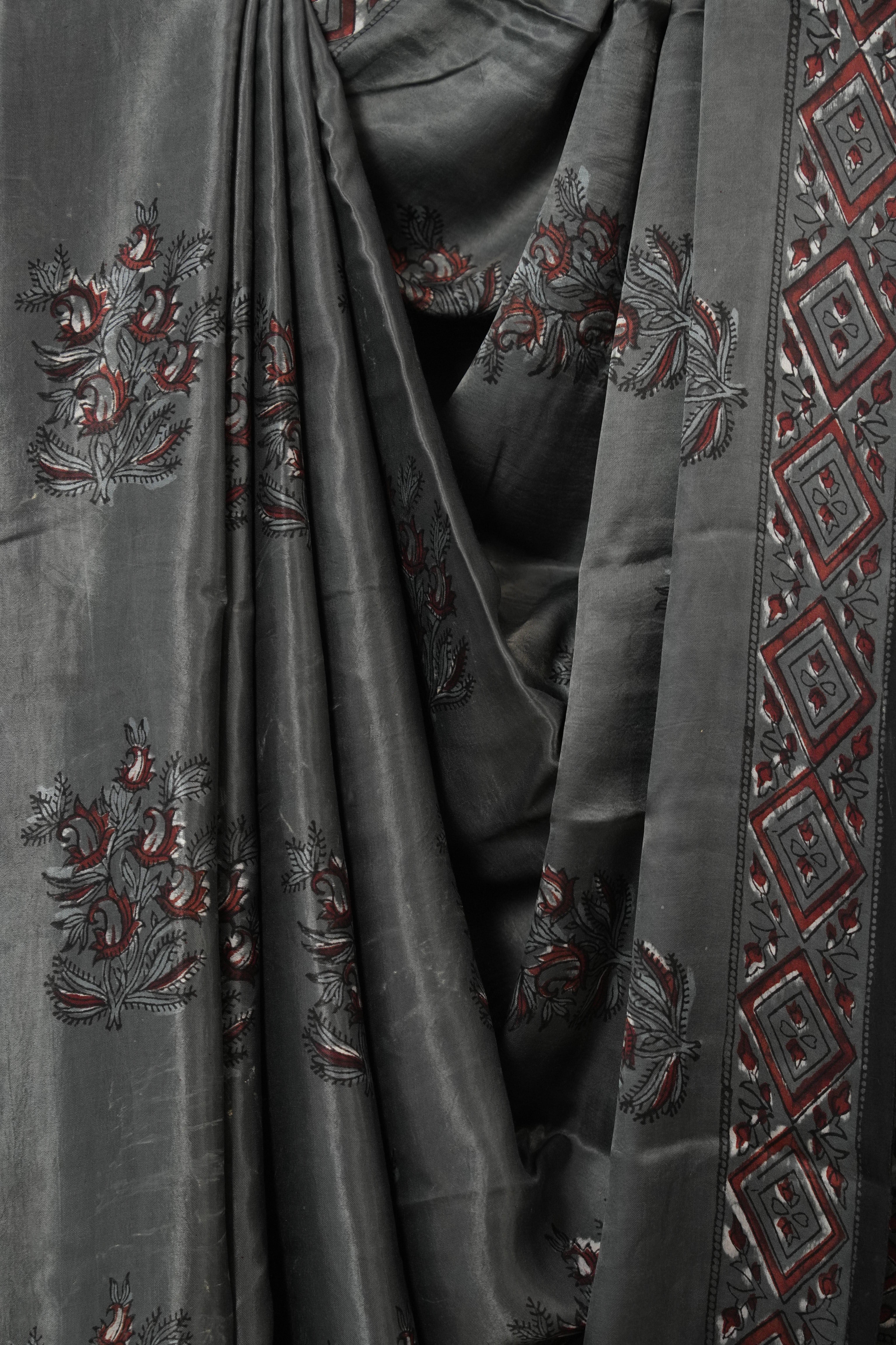 Metallic Grey HBP Modal Silk Saree - SRMGMSS102-PI