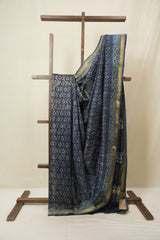 Blue HBP Cotton Silk Saree With Maheshwari Border- SRPCSS1676