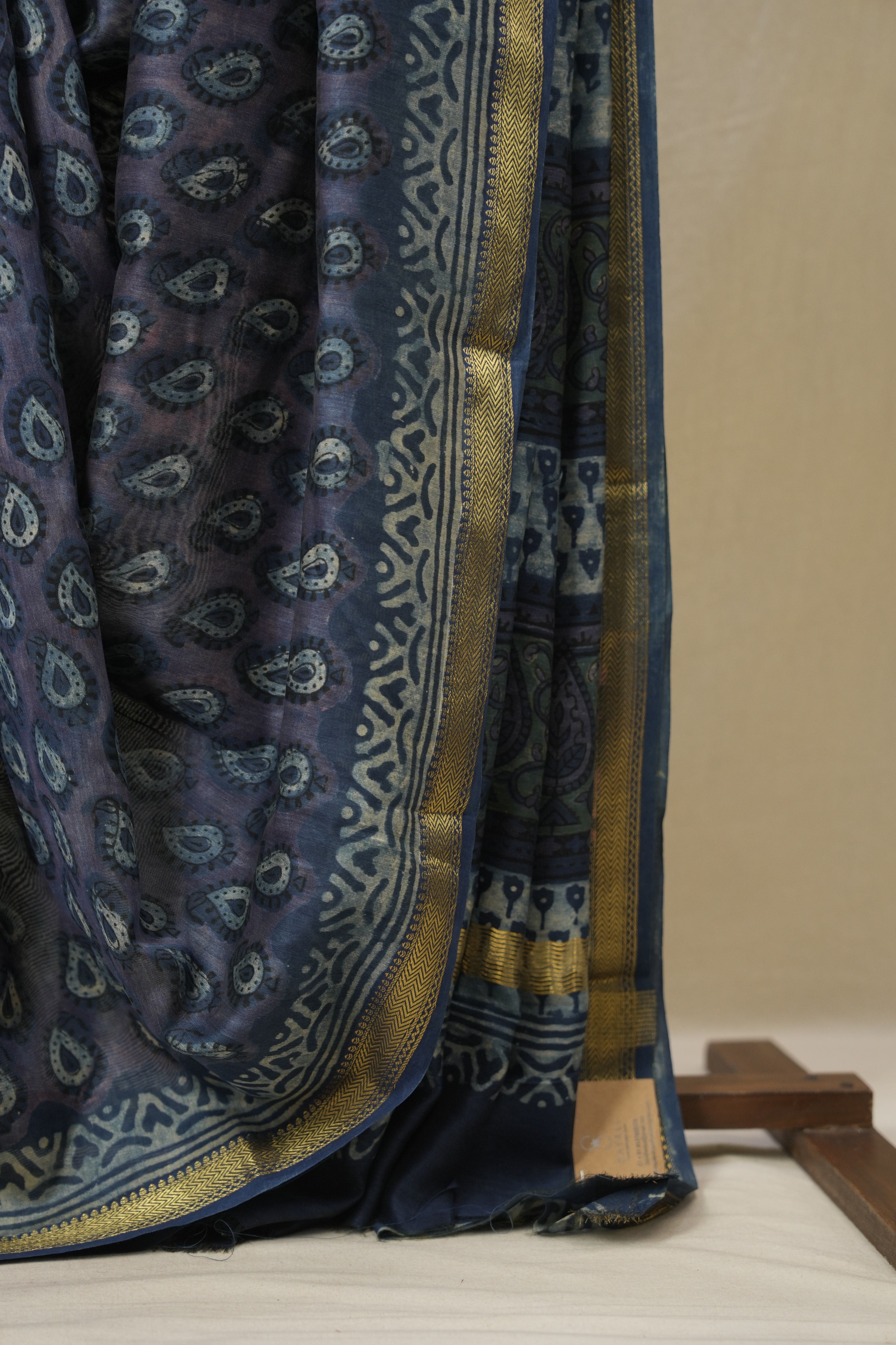 Blue HBP Cotton Silk Saree With Maheshwari Border- SRPCSS1676