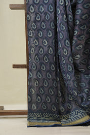 Blue HBP Cotton Silk Saree With Maheshwari Border- SRPCSS1676