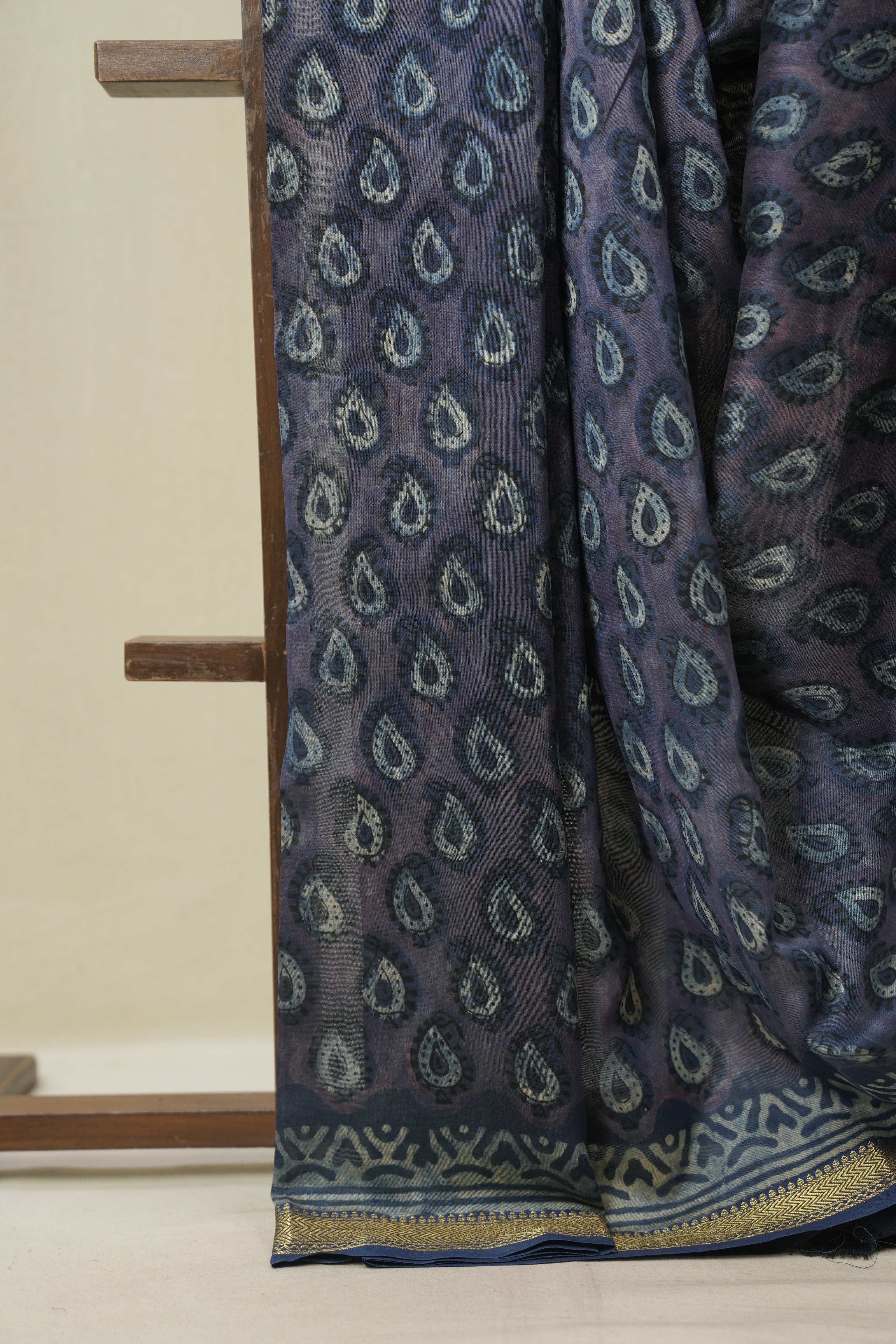 Blue HBP Cotton Silk Saree With Maheshwari Border- SRPCSS1676
