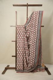 Red Black HBP Cotton Saree - SRRBCS2800