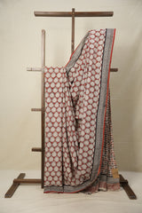 Red Black HBP Cotton Saree - SRRBCS2800