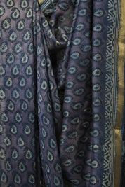 Blue HBP Cotton Silk Saree With Maheshwari Border- SRPCSS1676