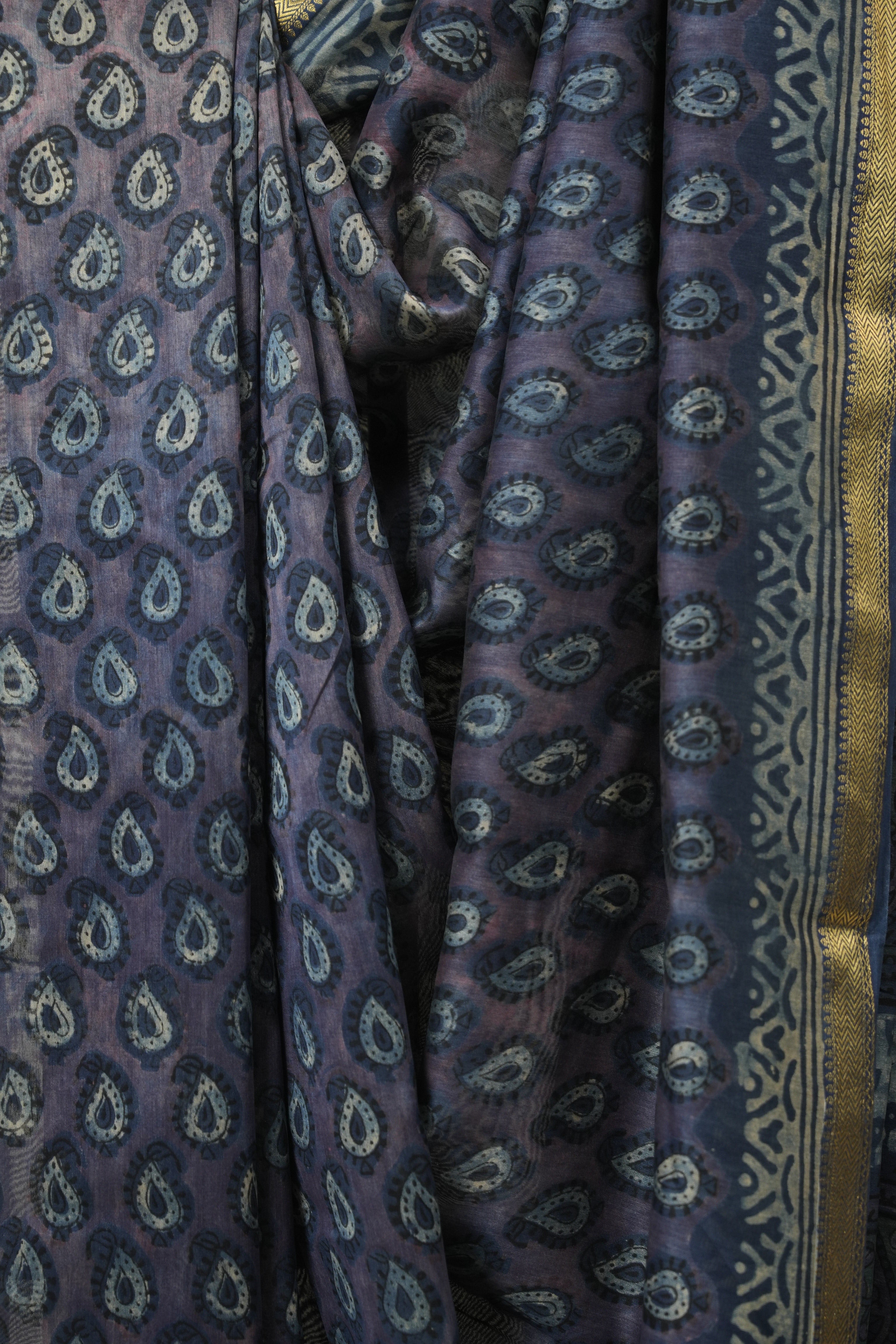 Blue HBP Cotton Silk Saree With Maheshwari Border- SRPCSS1676