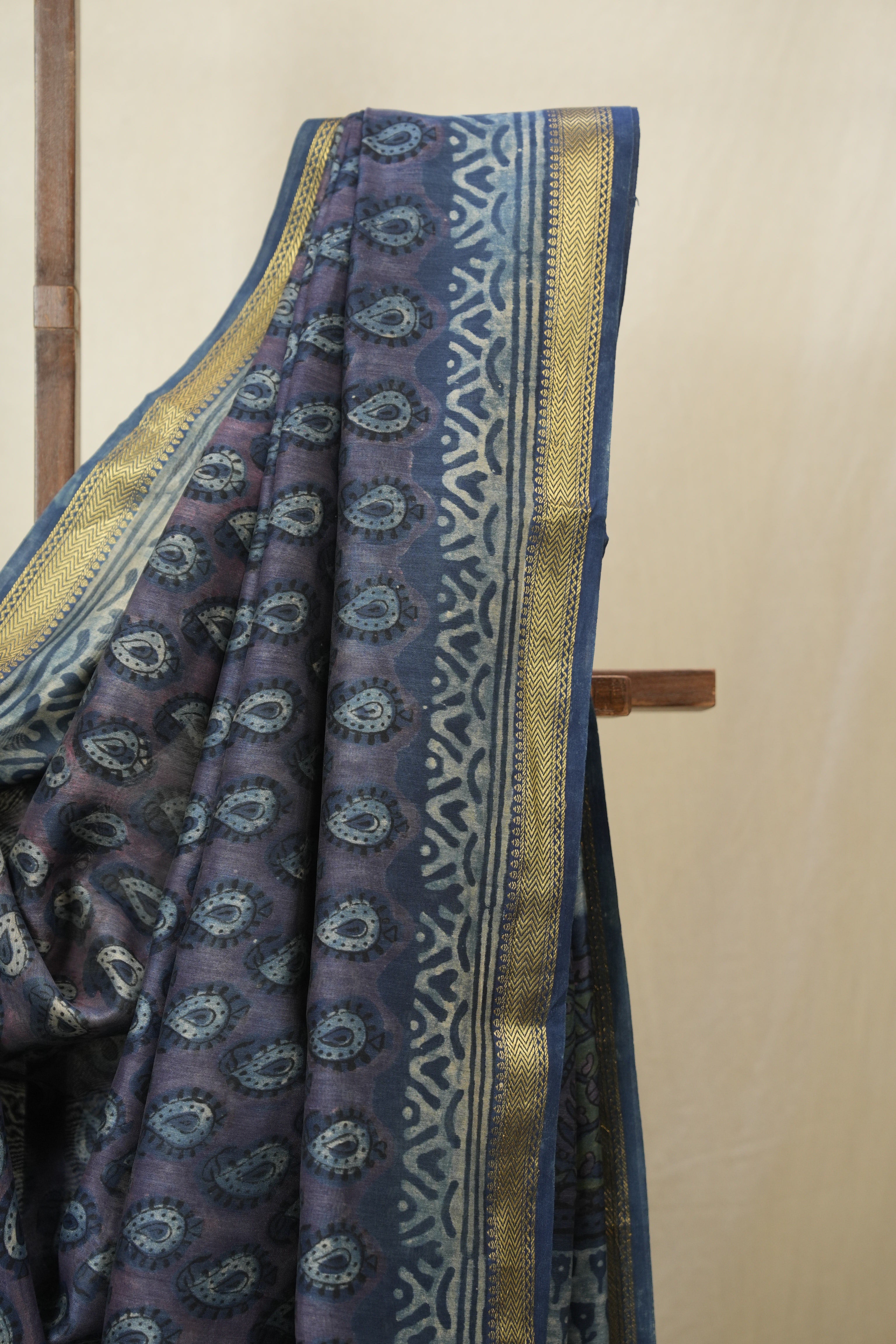 Blue HBP Cotton Silk Saree With Maheshwari Border- SRPCSS1676