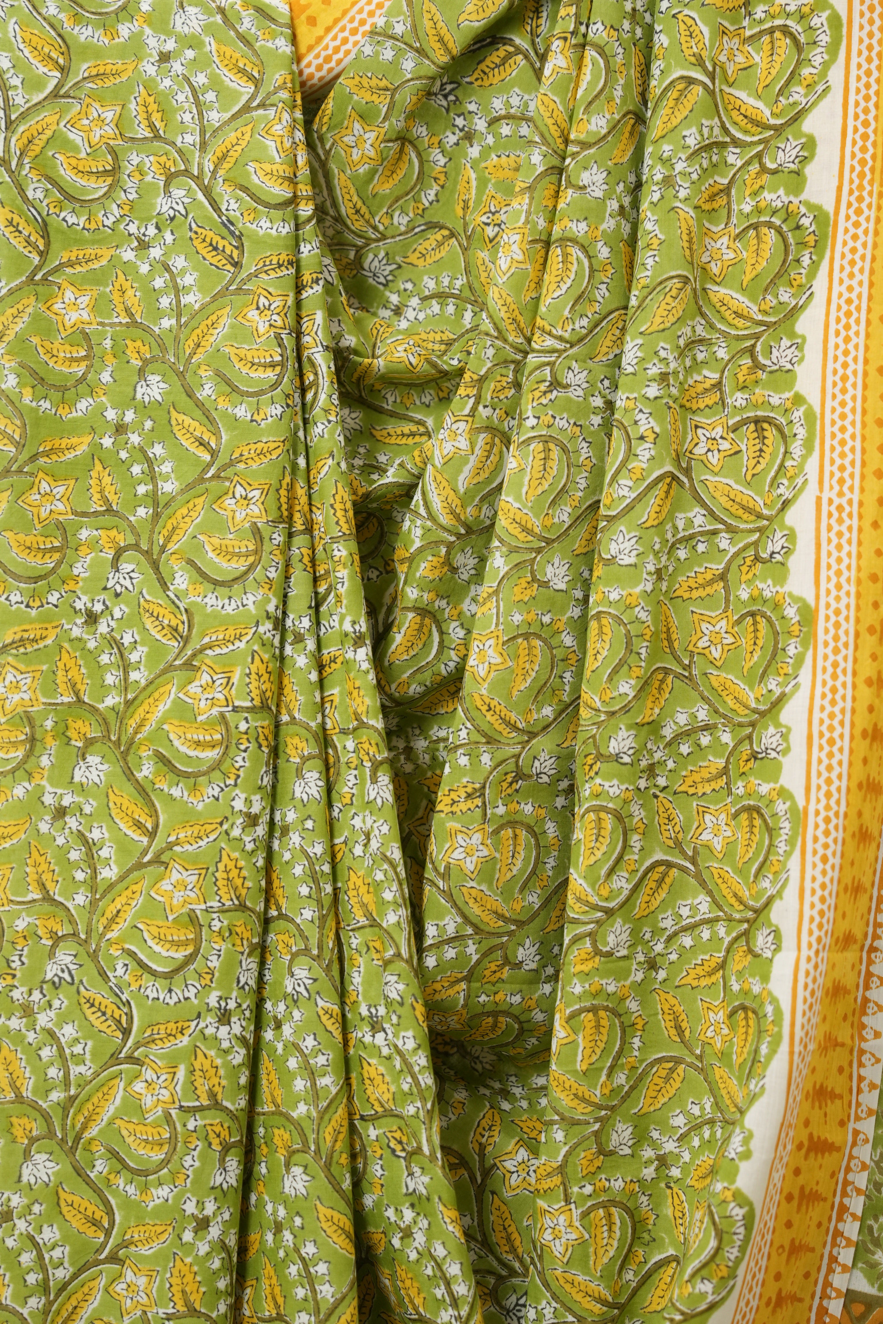 Green HBP Cotton Saree - SRGCS3308