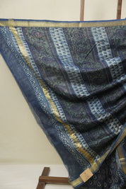 Blue HBP Cotton Silk Saree With Maheshwari Border- SRPCSS1676