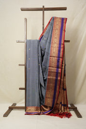 Dark Grey Kanjeevaram Silk Saree-SRDGKSS300