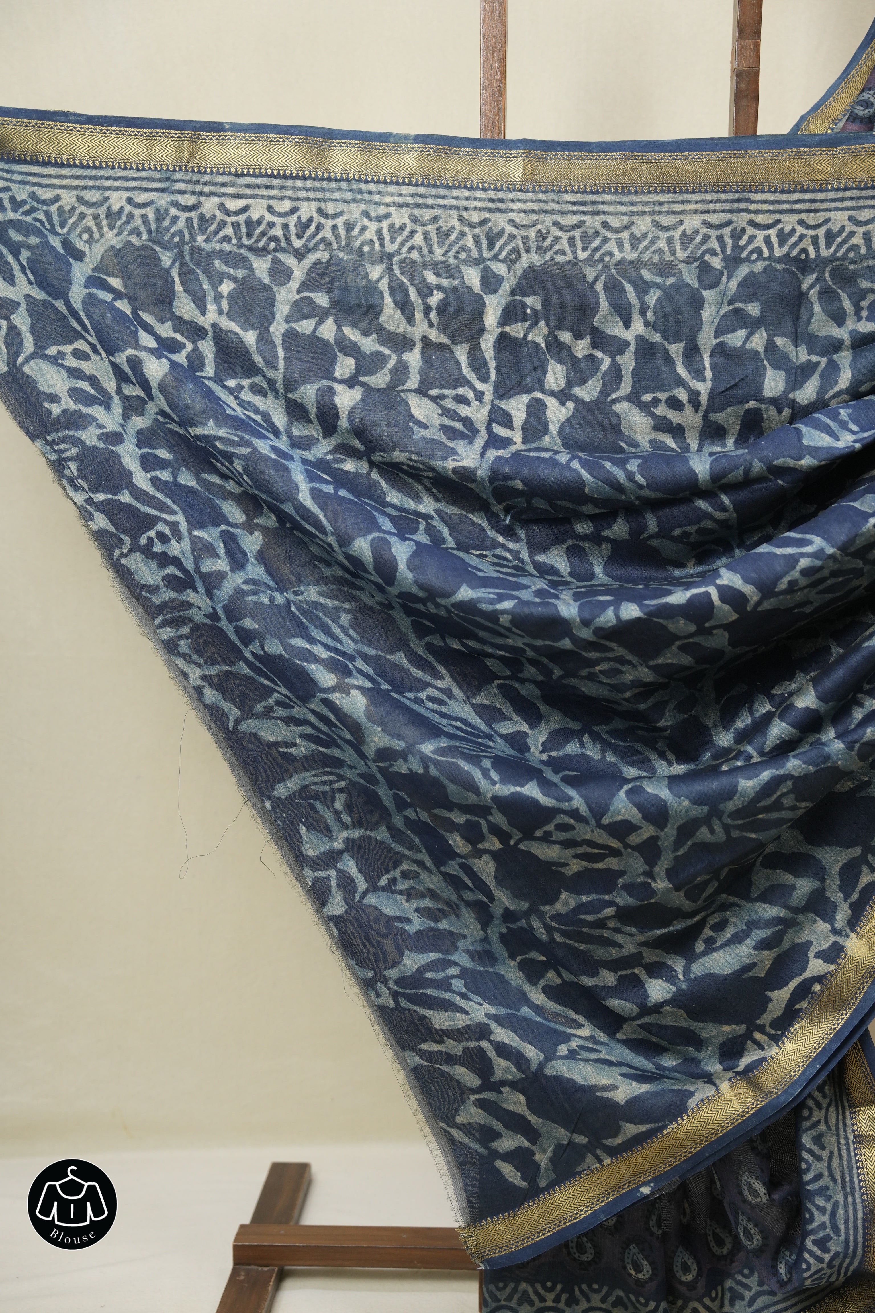 Blue HBP Cotton Silk Saree With Maheshwari Border- SRPCSS1676