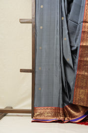 Dark Grey Kanjeevaram Silk Saree-SRDGKSS300