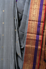 Dark Grey Kanjeevaram Silk Saree-SRDGKSS300