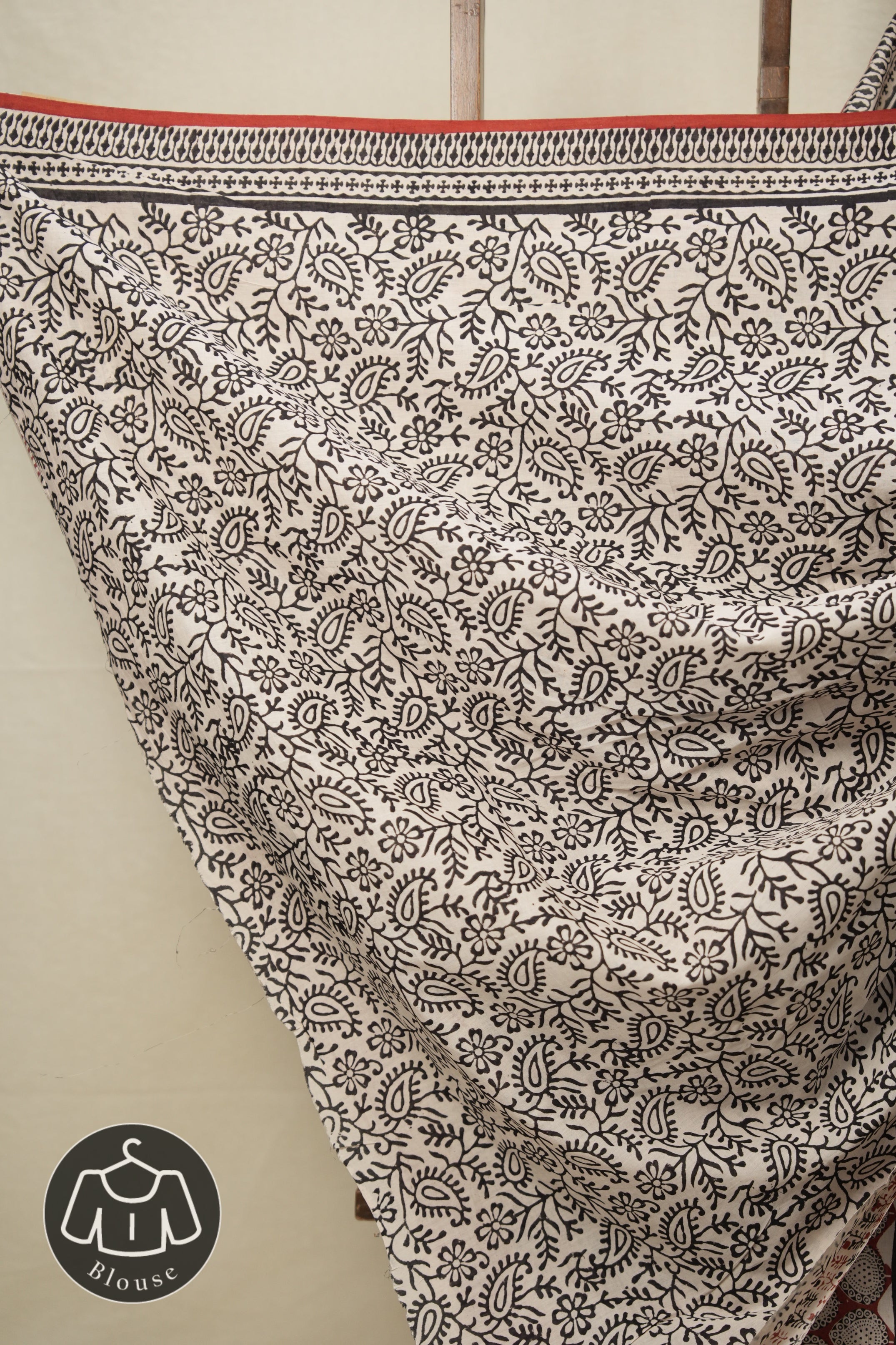 Red Black HBP Cotton Saree - SRRBCS2800