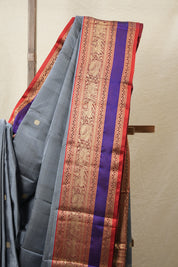 Dark Grey Kanjeevaram Silk Saree-SRDGKSS300