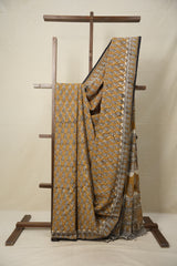 Mustard Yellow HBP Cotton Saree - SRMYCS2799