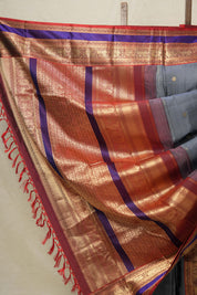 Dark Grey Kanjeevaram Silk Saree-SRDGKSS300