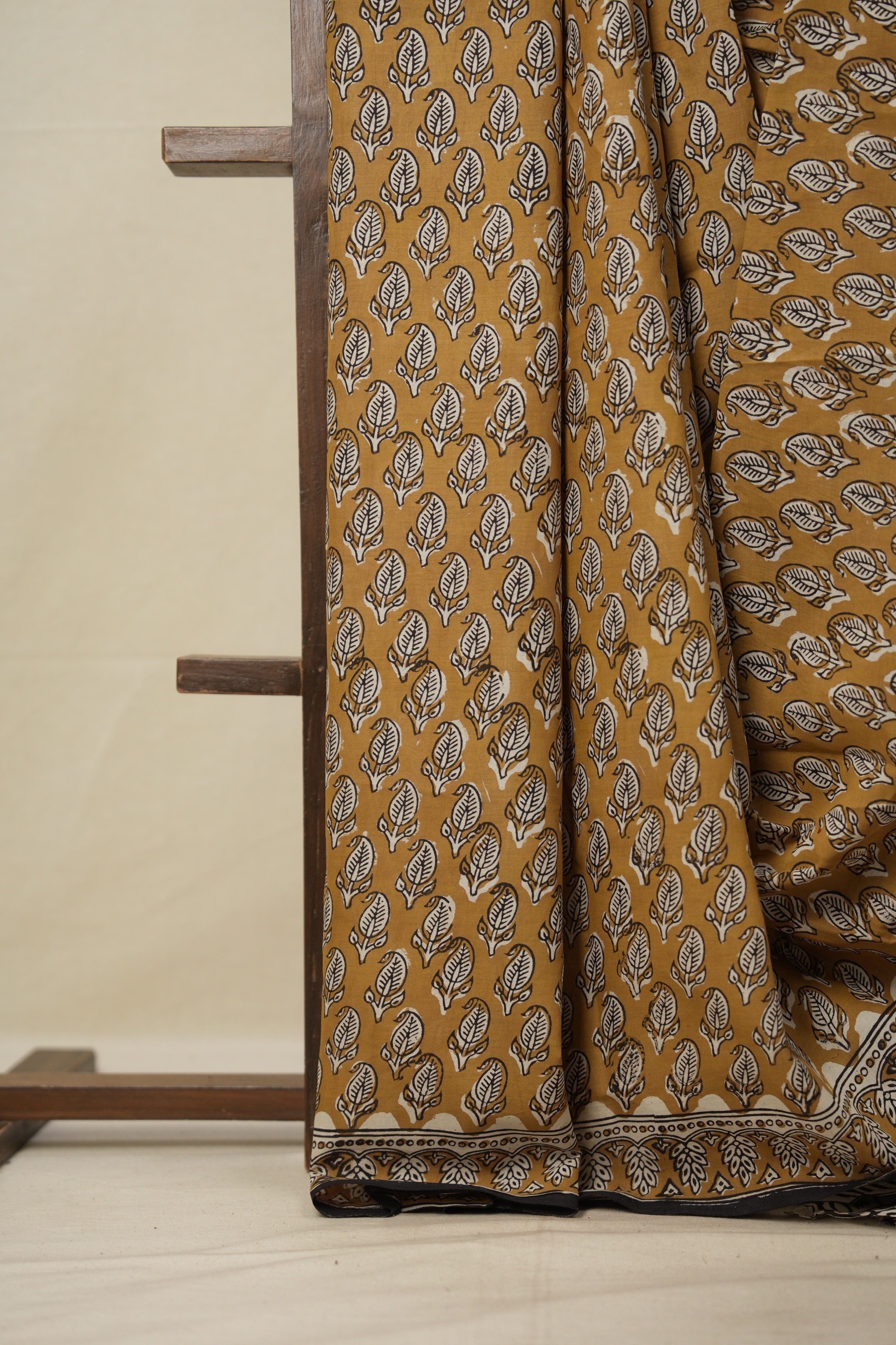 Mustard Yellow HBP Cotton Saree - SRMYCS2799