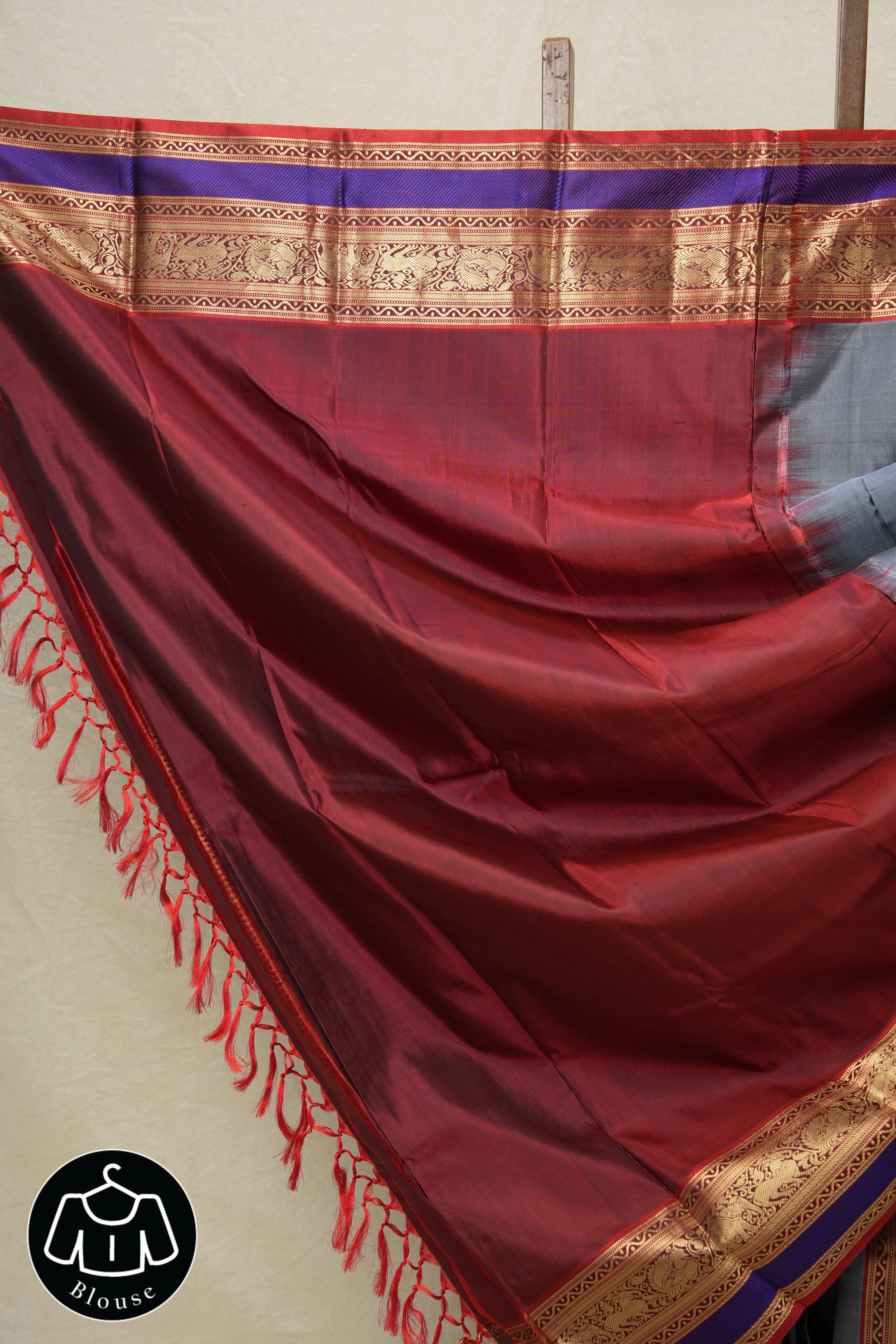 Dark Grey Kanjeevaram Silk Saree-SRDGKSS300