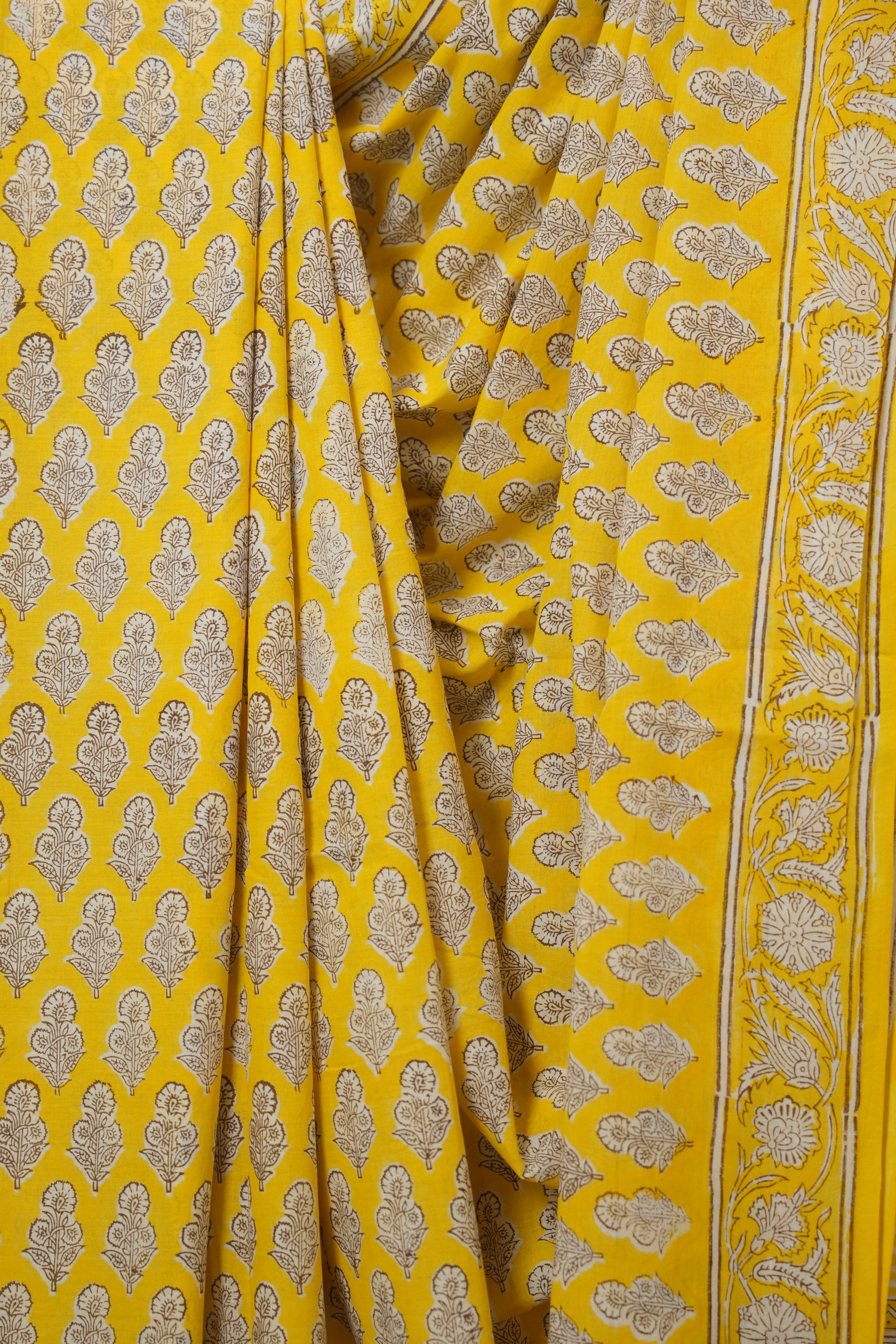 Yellow HBP Cotton Saree - SRYCS3298