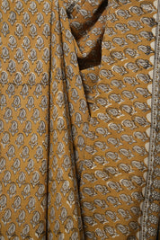 Mustard Yellow HBP Cotton Saree - SRMYCS2799