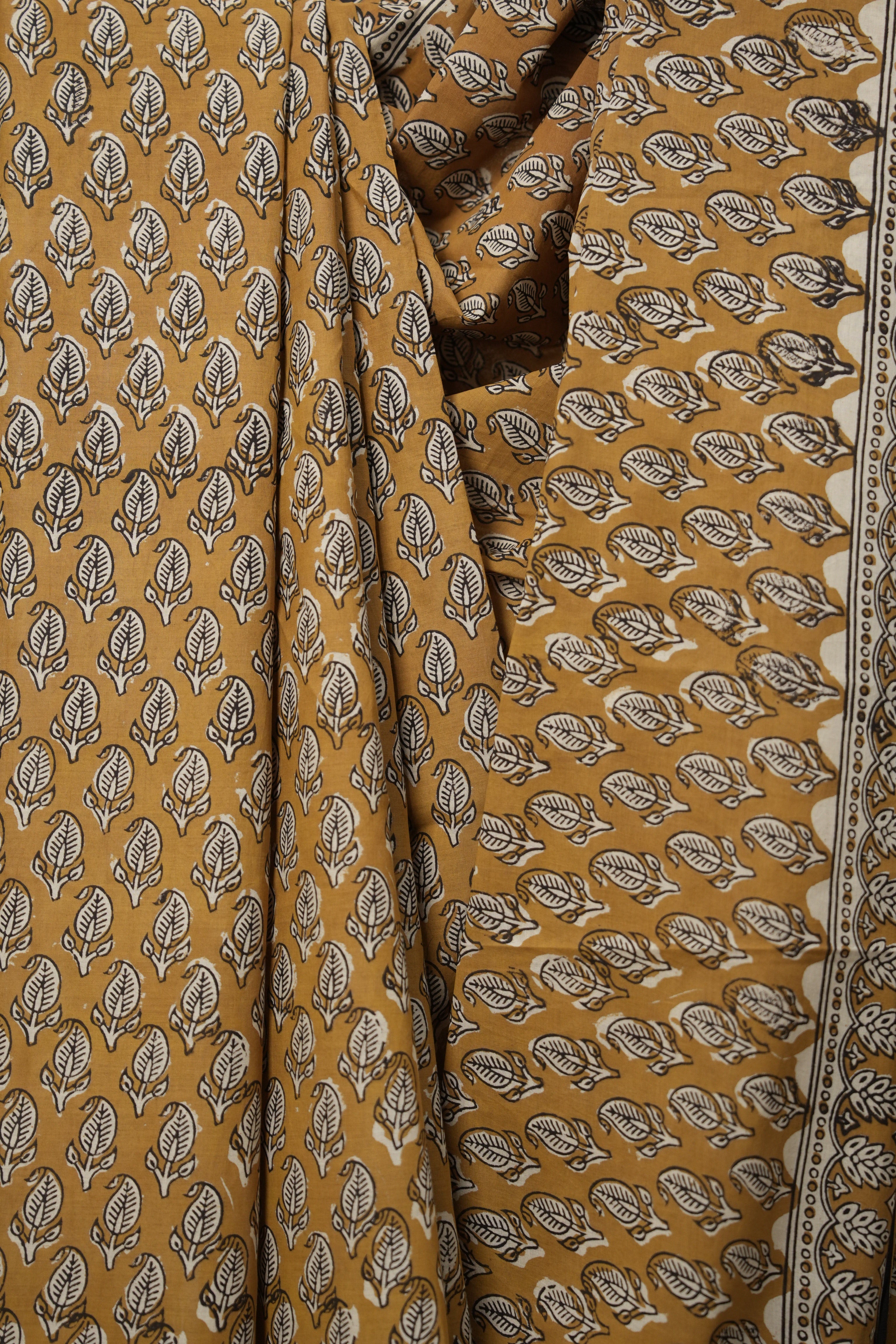 Mustard Yellow HBP Cotton Saree - SRMYCS2799