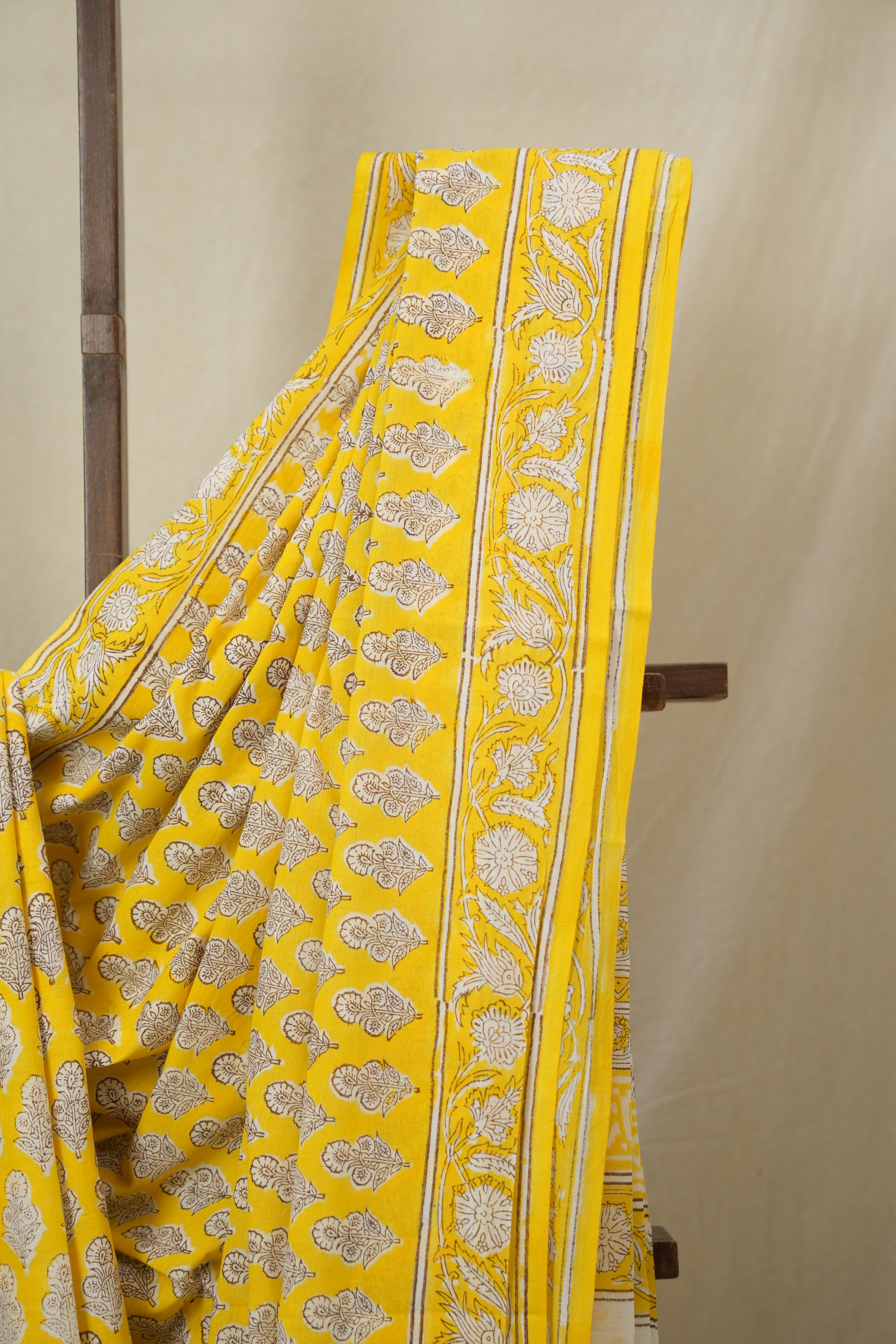 Yellow HBP Cotton Saree - SRYCS3298