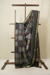 Grey HBP Cotton Silk Saree with Maheswari Border - SRGCSS1648
