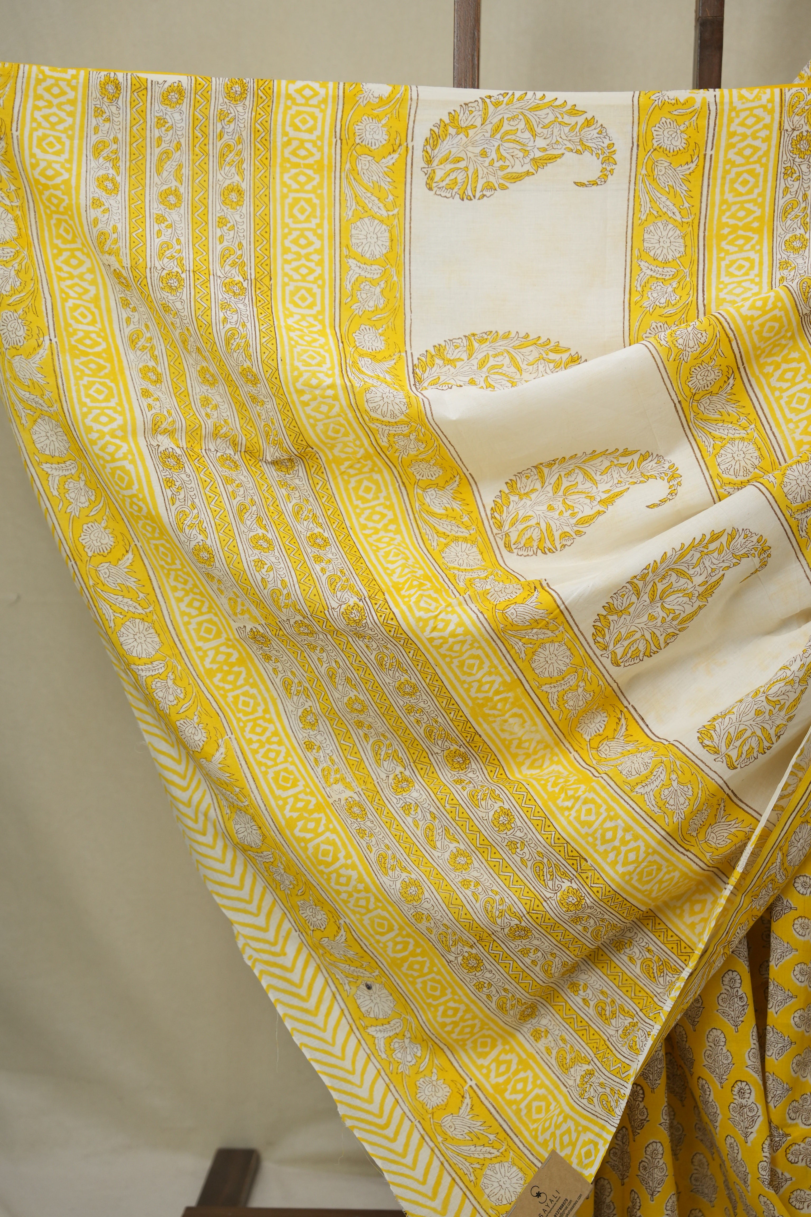 Yellow HBP Cotton Saree - SRYCS3298